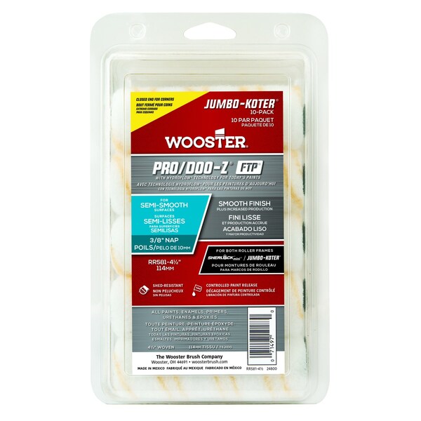 Wooster Pro/Doo-Z Fabric 4.5 in. W X 3/8 in. Jumbo Paint Roller Cover 10 pk RR581-4 1/2 - main